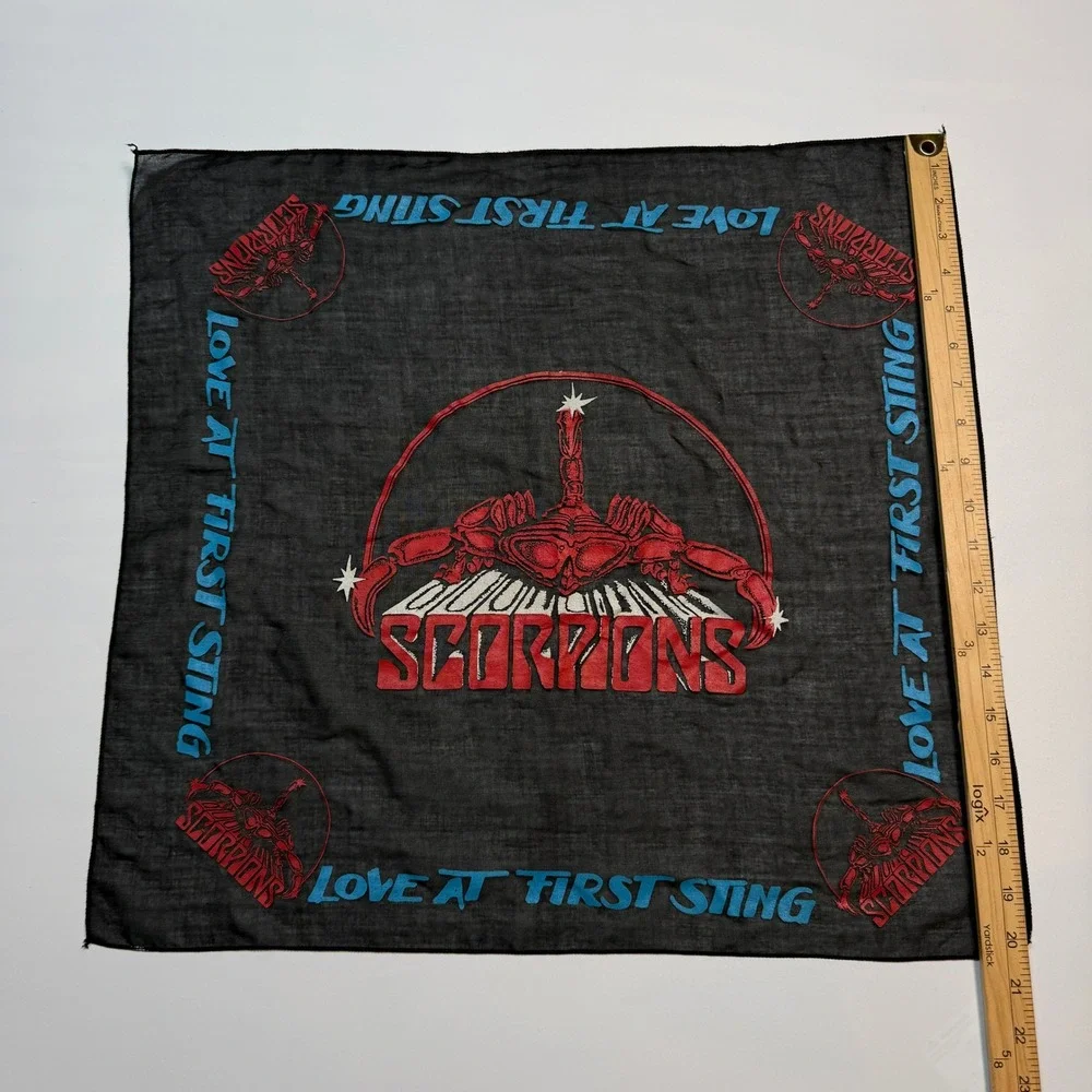 Vintage Scorpions Bandana Love at First Sting 1984 Rock Band Black Red Blue